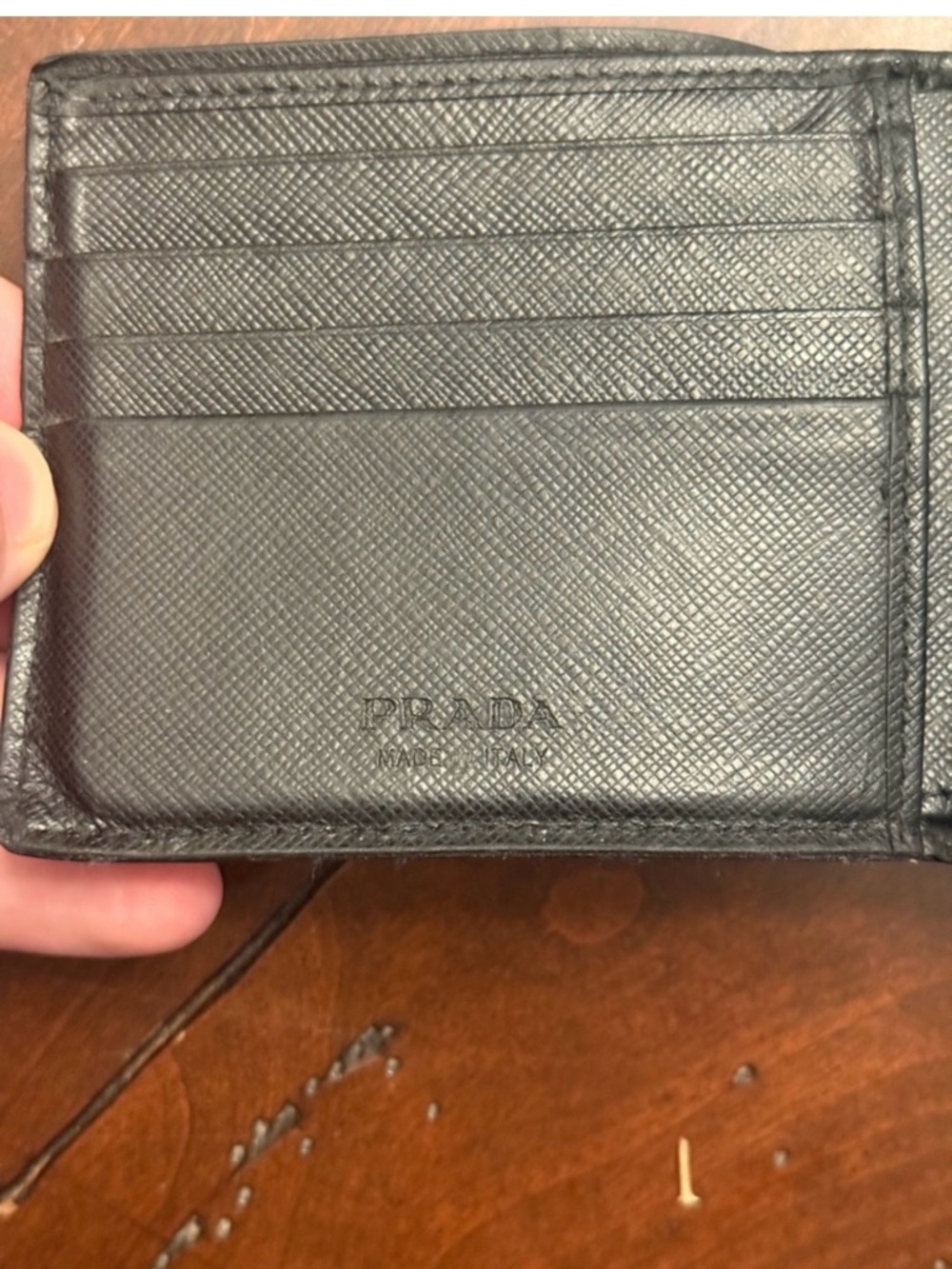 Prada Black Saffiano Leather Men's Card Wallet - Picture 2 of 4